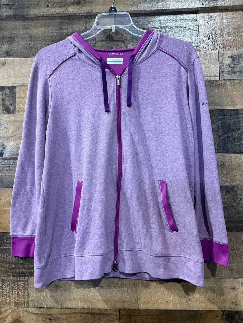 Columbia Sportswear Women’s Omni-Wick Heathered Purple Full-Zip Hoodie - Size 1X